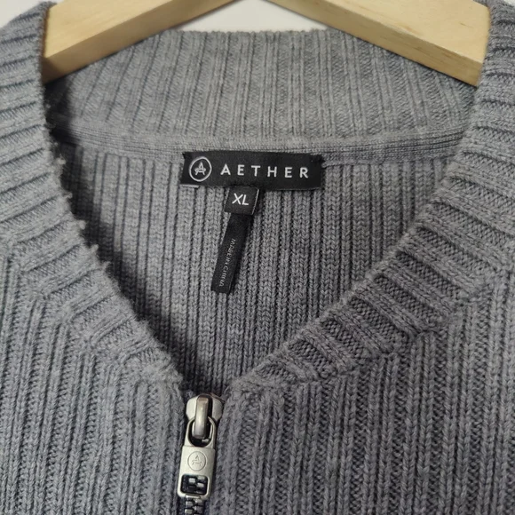 Aether Men's Full Zip Wool Sweater